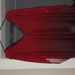 Sara Michelle glitter red ombre blouse
